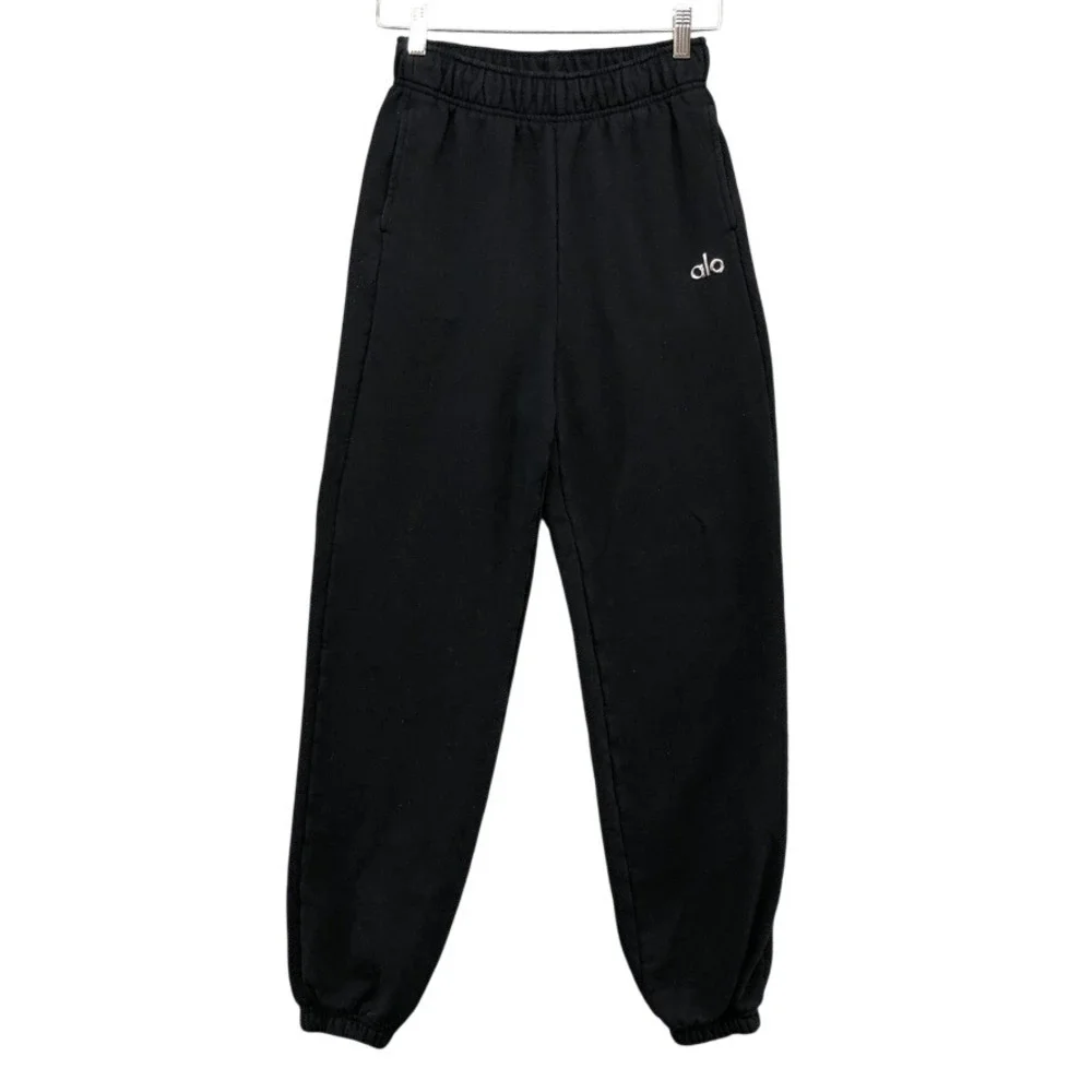 Alo Yoga Accolade Sweatpants Womens XXS Black High Rise Fleece Joggers Athletic